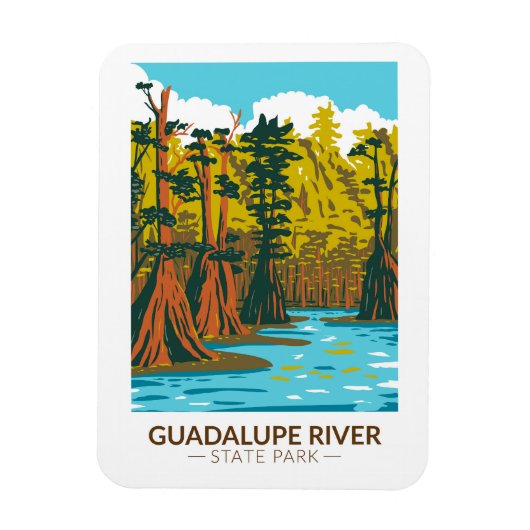 Magnet Flexible Guadalupe River State Park Texas Vintage (Vertical)