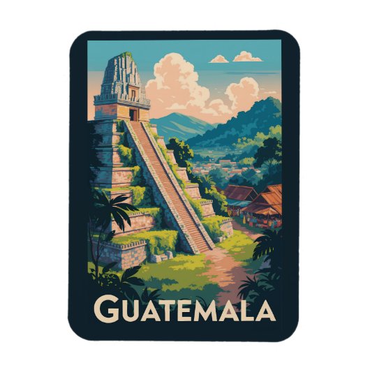 Magnet Flexible Guatemala Tikal National Park Illustration Voyage (Vertical)