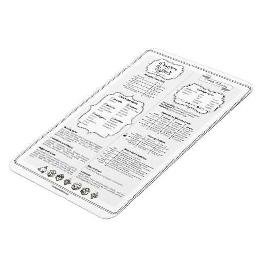 Magnet Flexible Guide de référence rapide du Mdn 5e Dungeon Master (Côté Gauche)