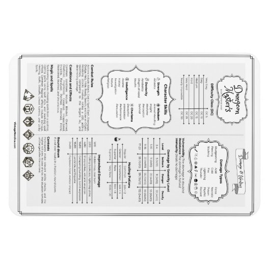 Magnet Flexible Guide de référence rapide du Mdn 5e Dungeon Master (Horizontal)