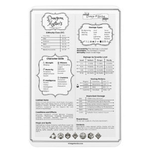 Magnet Flexible Guide de référence rapide du Mdn 5e Dungeon Master