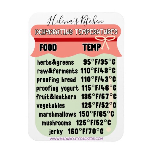 Magnet Flexible Guide de température du déshydrateur Réfrigérateur (Vertical)