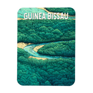 Magnet Flexible Guinée Bissau Illustration Voyage Art Vintage