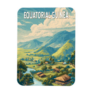 Magnet Flexible Guinée équatoriale Illustration Voyage Art Vintage