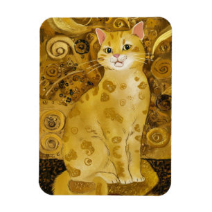 Magnet Flexible Gustav Klimt or parodie de chat mignon en or, art 