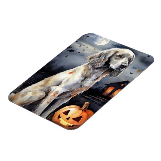 Magnet Flexible Halloween Anglais Setter Avec Scentation Citrouill (Côté Gauche)
