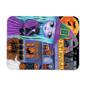 Magnet Flexible Halloween Bash Black Chat mignonne sorcière hantée (Horizontal)