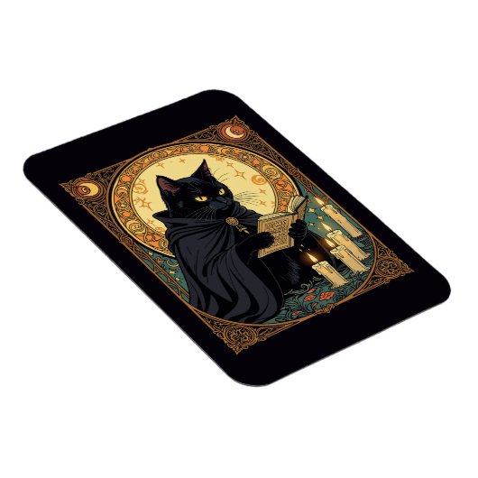 Magnet Flexible Halloween Black Cat Reading A Book (Côté Droit)
