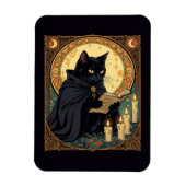 Magnet Flexible Halloween Black Cat Reading A Book (Vertical)