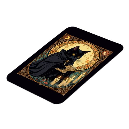 Magnet Flexible Halloween Black Cat Reading A Book (Côté Gauche)