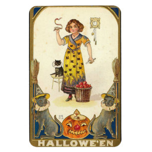Magnet Flexible Halloween Black Cats Citrouille sorcière Vintage