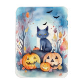 Magnet Flexible Halloween Chat Bleu Oriental Avec Peur Citrouille (Vertical)