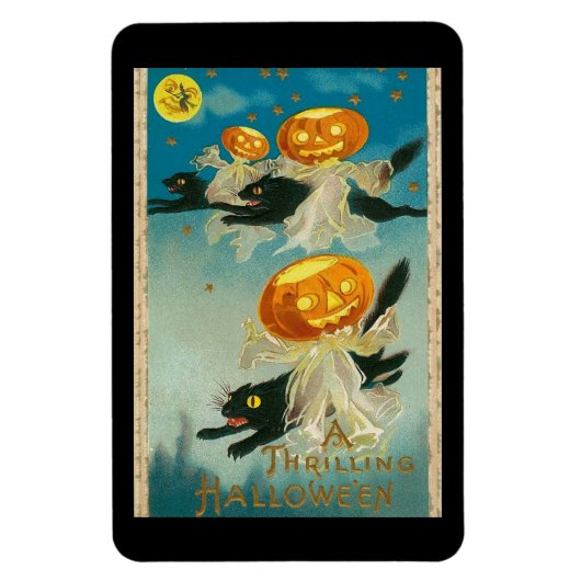 Magnet Flexible Hallowe'en, Chats noirs, Jack-o'-lantern (Vertical)