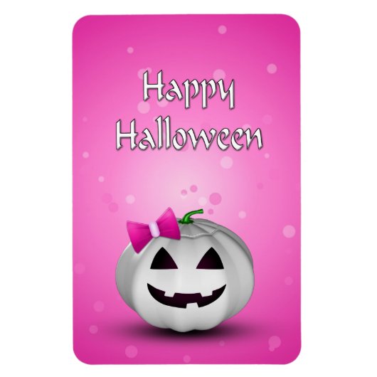 Magnet Flexible Halloween Citrouille blanche rose fille (Vertical)