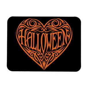 Magnet Flexible Halloween Cœur, Cœur Orange, Vacances