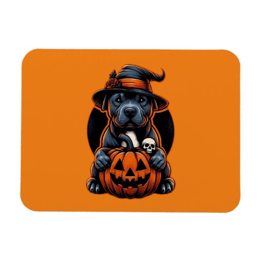 Magnet Flexible Halloween de chien - Pitbull Witch (Horizontal)