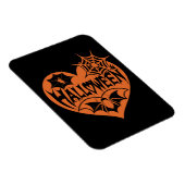 Magnet Flexible Halloween Heart, Orange Heart Shape, Spider Web (Côté Droit)