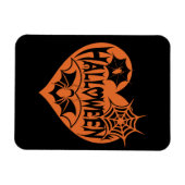 Magnet Flexible Halloween Heart, Orange Heart Shape, Spider Web (Horizontal)