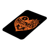 Magnet Flexible Halloween Heart, Orange Heart Shape, Spider Web (Côté Gauche)
