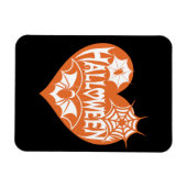 Magnet Flexible Halloween Heart, Orange Heart Shape, Spider Web (Horizontal)