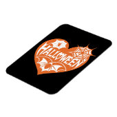 Magnet Flexible Halloween Heart, Orange Heart Shape, Spider Web (Côté Gauche)