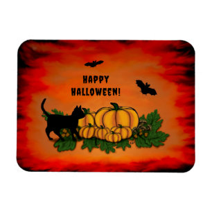 Magnet Flexible Halloween heureux, Chat noir, Chat et Citrouille