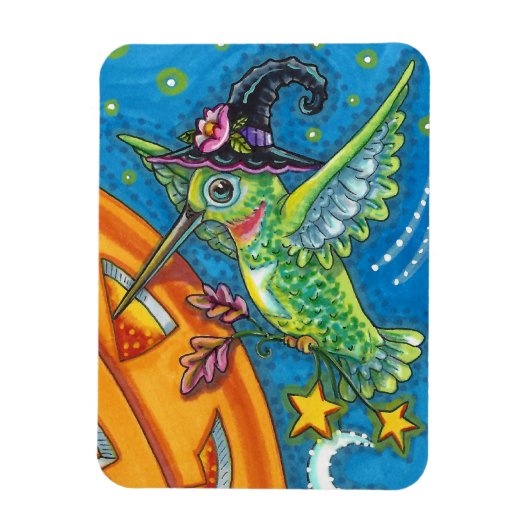 MAGNET FLEXIBLE HALLOWEEN HUMMINGBIRD & JACK-O'-LANTERN WHIMSY MAG (Vertical)