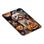 Magnet Flexible Halloween Lhassa Apso Avec Peur Citrouille (Côté Droit)