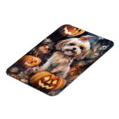 Magnet Flexible Halloween Lhassa Apso Avec Peur Citrouille (Côté Gauche)