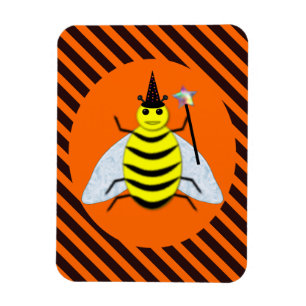 Magnet Flexible Halloween Magic Bee Witch Orange et Black Stripes
