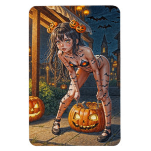 Magnet Flexible Halloween Monster Jack-o-Lantern & Bat Vixen Girl