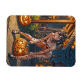 Magnet Flexible Halloween Monster Jack-o-Lantern & Bat Vixen Girl (Horizontal)