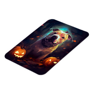 Magnet Flexible Halloween Pitbull avec la peur Citrouille