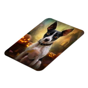 Magnet Flexible Halloween Rat Terrier Avec La Peur Citrouille