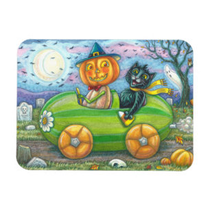 MAGNET FLEXIBLE HALLOWEEN ROAD TRIP, JACK ET CHAT NOIR AMIS