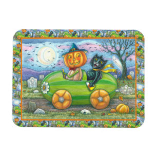 MAGNET FLEXIBLE HALLOWEEN ROAD TRIP, JACK ET CHAT NOIR AMIS