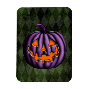 Magnet Flexible Halloween violet Citrouille Grunge vert