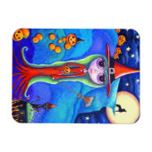 Magnet Flexible Halloween Wolf Witch Chat noir Cauldron Citrouille (Horizontal)