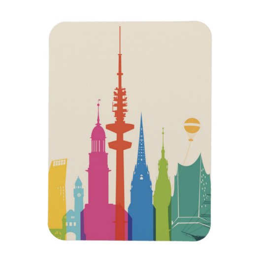 Magnet Flexible Hambourg Allemagne Skyline (Vertical)