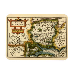 Magnet Flexible Hampshire, Southampton County England Carte histor