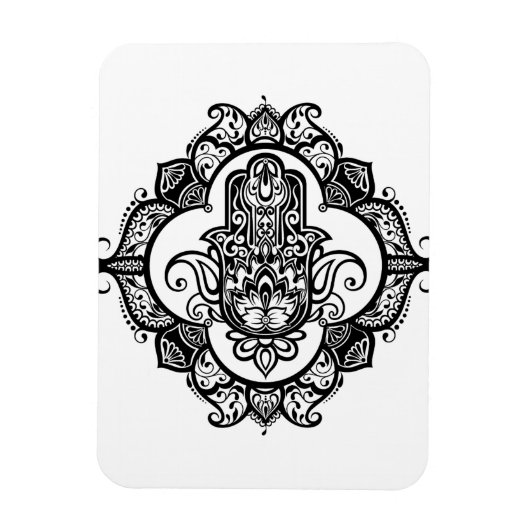 Magnet Flexible Hamsa Avec Ornements Ethniques Doodle (Vertical)