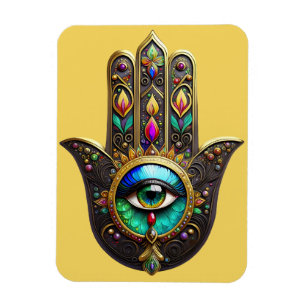 Magnet Flexible Hamsa Brun Coloré Troisième Oeil de Couleur Arc-en