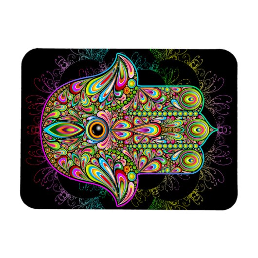 Magnet Flexible Hamsa Fatma Main Psychedelic Art (Horizontal)