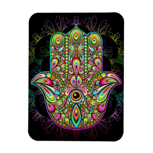 Magnet Flexible Hamsa Fatma Main Psychedelic Art (Vertical)