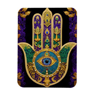 Magnet Flexible Hamsa Troisième Œil Orné en Or