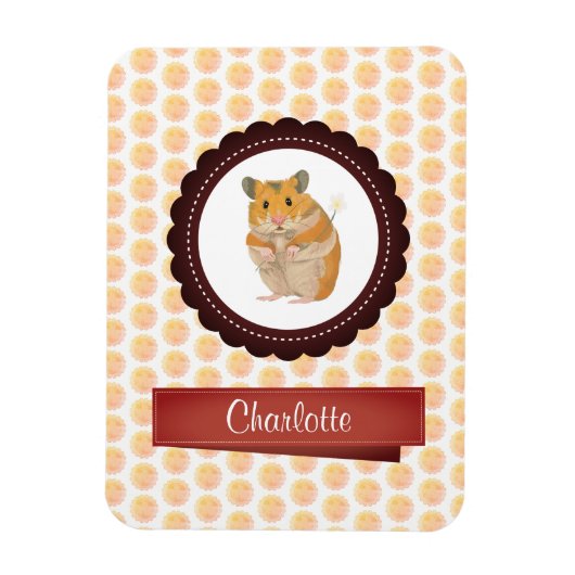 Magnet Flexible Hamster de filles rouges et roses (Vertical)