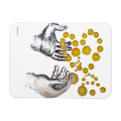 Magnet Flexible Hands Outstretched with Golden Globes (Horizontal)