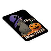 Magnet Flexible Happpy Halloween Chat avec Citrouille (Côté Droit)