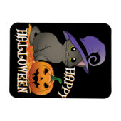 Magnet Flexible Happpy Halloween Chat avec Citrouille (Horizontal)