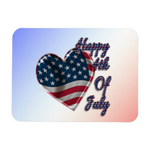 Magnet Flexible Happy 4 juillet USA Flag Heart